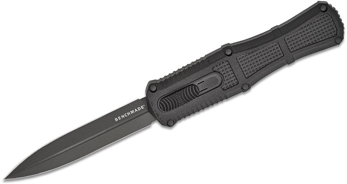 benchmade-3370gy-claymore-otf-dual-action-otf-3-89-cpm-d2-smoke-gray-pvd-dagger-blade-black-grivory-handle