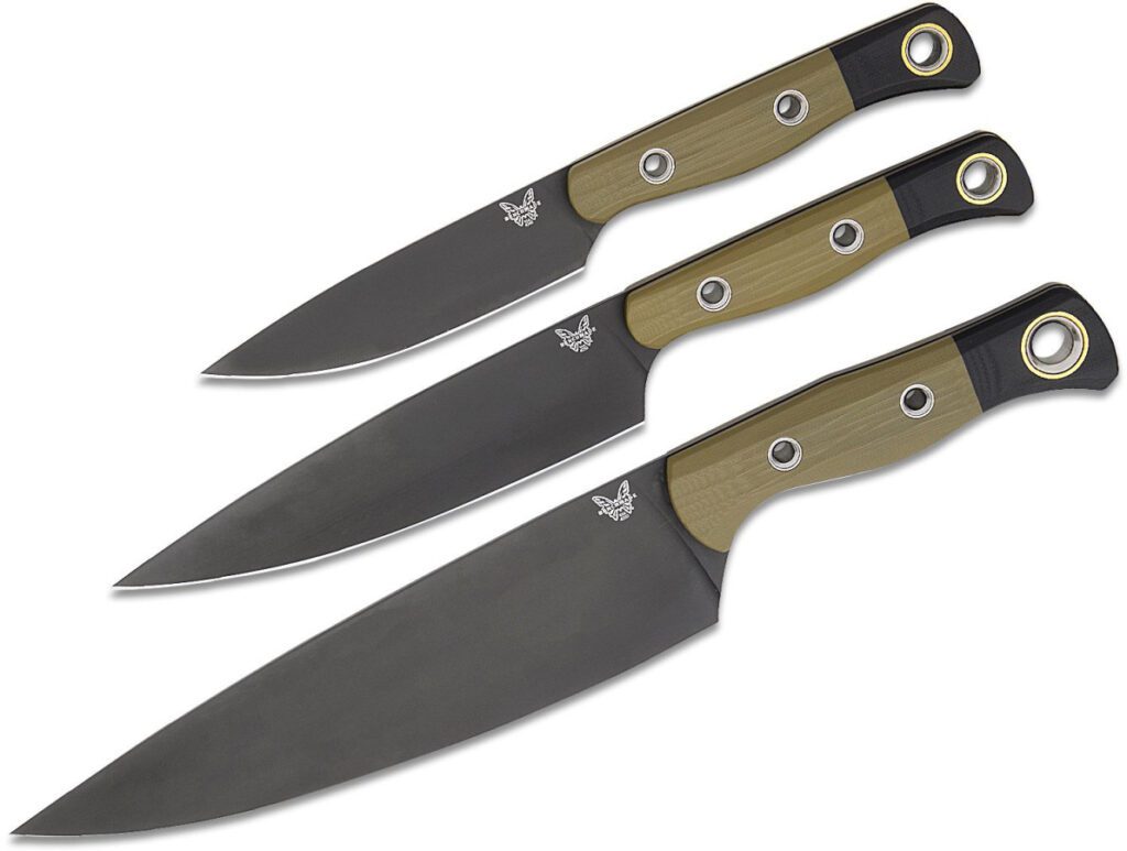 benchmade-4000bk-01-3-piece-kitchen-set-cpm-154-black-dlc-blades-od-green-g10-handle-with-black-g10-bolster