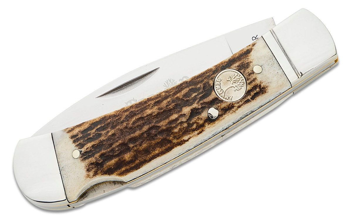 Boker (110819ST) "Gentleman's Lockback" Manual Folder, 2.95" D2 Mirror Polish Drop Point Blade, Stag Bone Handle, Lock Back - Image 2