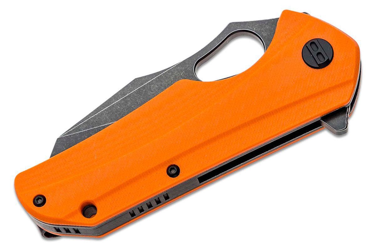 Bestech (BTKG36E) "Operator" Manual Folder, 3.47" D2 Black Stonewash Wharncliffe Blade, Orange G-10 Handle, Liner Lock - Image 2