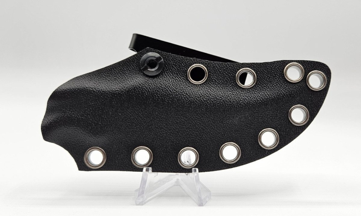 Gahagan "Bear Claw" Fixed Blade, 3.00" 1095 Dark Stonewashed Recurve Blade, Skeletonized Steel Handle, Kydex Sheath - Image 2