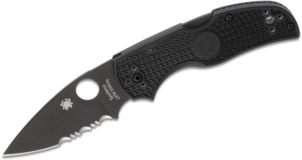 spyderco-c41psbbk5-native-5-manual-folder-2-95-cpm-s30v-black-dlc-partially-serrated-drop-point-blade-black-frn-handle-lock-back