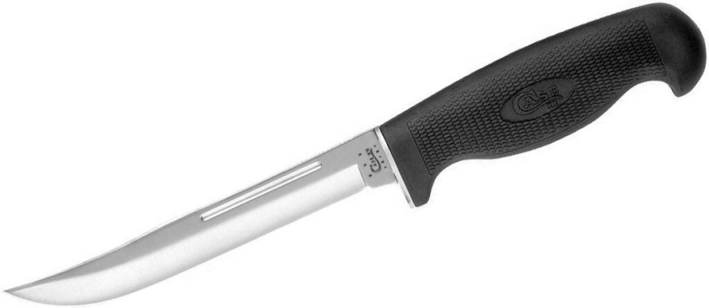 case-00583-lightweight-hunter-fixed-blade-5-stainless-steel-satin-clip-point-blade-black-synthetic-handle-nylon-sheath