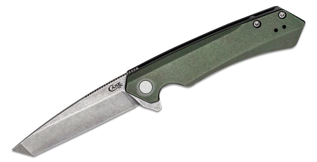 case-64671-kinzua-manual-folder-3-4-cpm-s35vn-stonewash-tanto-blade-od-green-anodized-aluminum-handle-frame-lock