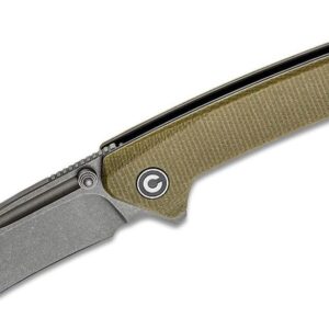 Civivi (2021C) "Keen Nadder" Manual Folder, 3.48" N690 Stonewash Tanto Blade, Olive Micarta Handle, Liner Lock