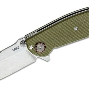 CRKT (2471) "Butte" Assisted Open Folder, 3.36" D2 Stonewash Drop Point Blade, OD Green G-10 Handle, Deadbolt Lock