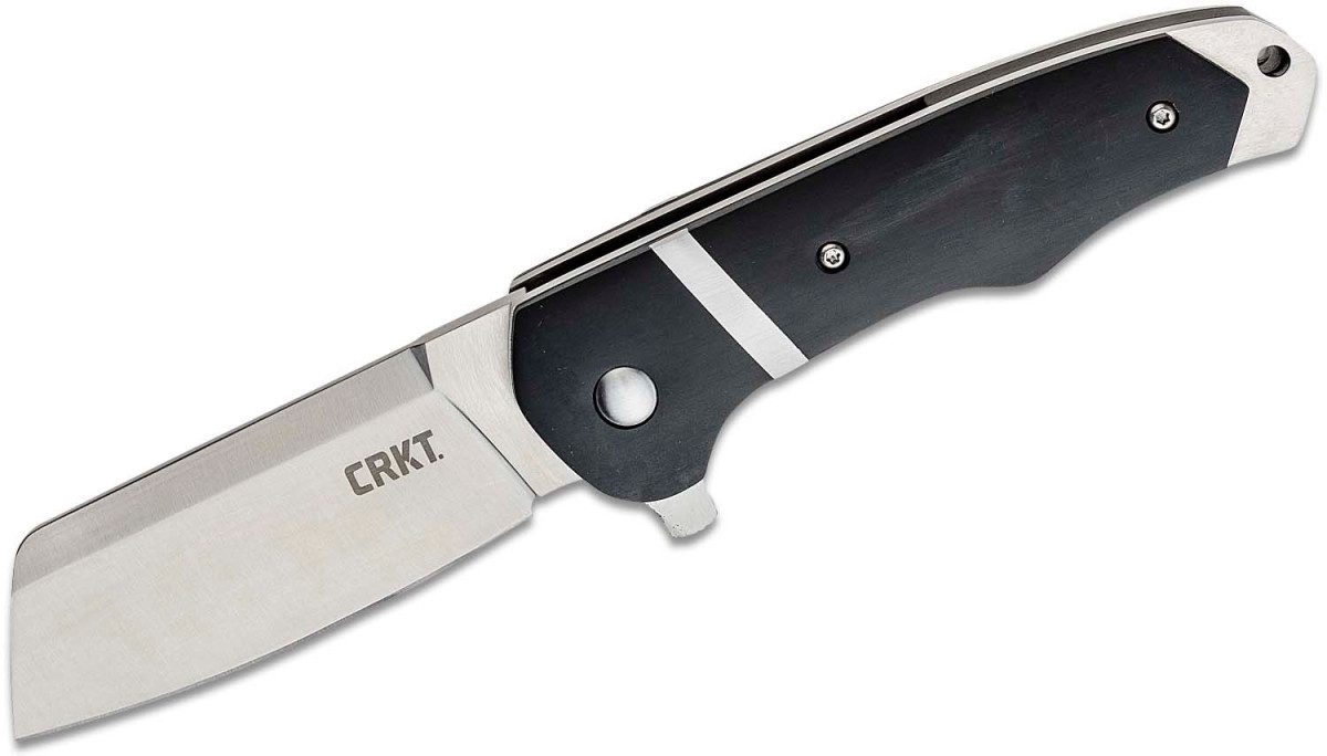 CRKT(7270) "Ripsnort" Manual Folder, 3.25" 8Cr13Mov Satin Cleaver, Black FRn Handle, Liner Lock