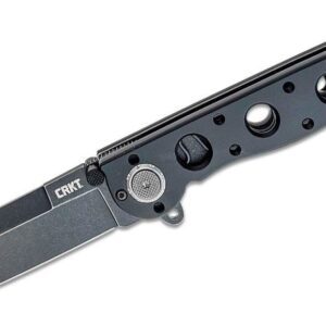 CRKT(M16-03DB) "Deadbolt" Manual Folder, 3.58"  D2 Stonewash Spear Point Blade, Black Aluminum Handle, Deadbolt Lock