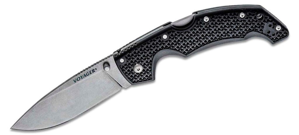 cold-steel-29ab-large-voyager-drop-point-manual-folder-4-00-aus-10a-stonewash-drop-point-blade-black-griv-ex-handle-lock-back