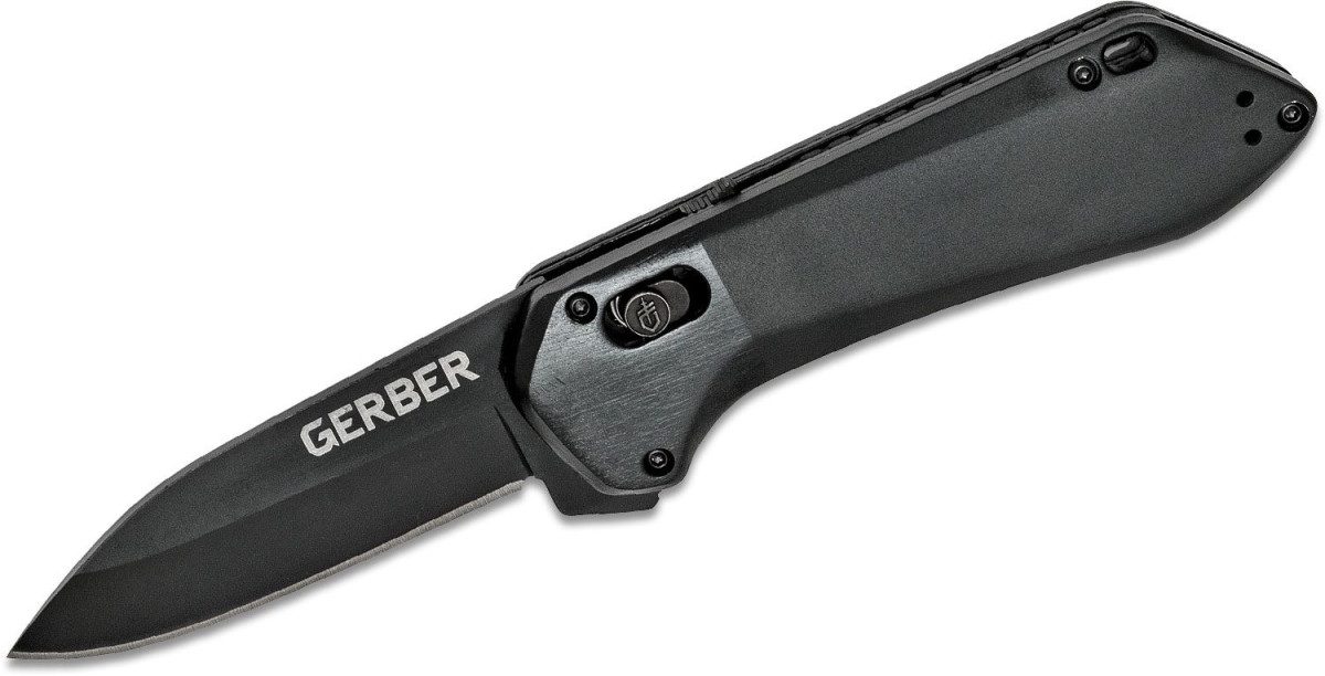 Gerber (G1640) "High Brow" Assisted Folder, 8Cr13Mov Black Drop Point Blade, Black Aluminum Handle, Pivot Lock