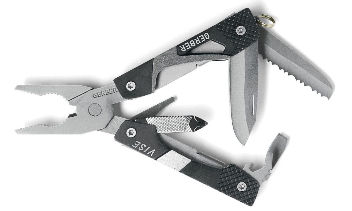 Gerber (G0021) "Vise" Multi Tool, Stainless Steel Drop Point/Serrated Blade, Nail File, Philips Screwdriver, Small Screwdriver, Bottle Opener, Large Screwdriver, Pliers
