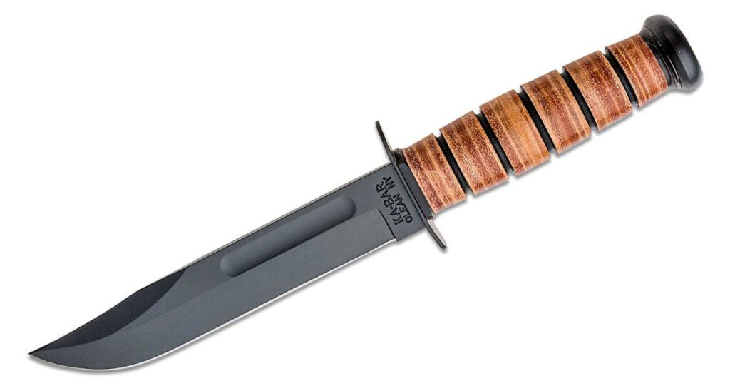 ka-bar-5017-ka-bar-usmc-straight-edge-fixed-blade-7-1095-cro-van-black-clip-point-blade-brown-leather-wrap-handle-black-hard-plastic-sheath