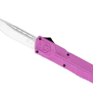 Cobratec (PURCTLWDNS) "Lightweight" Dual Action OTF, 3.25" D2 Satin Drop Point Blade, Purple Aluminum Handle