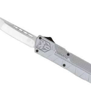 Cobratec (GYCTLWTNS)  "Lightweight" Dual Action OTF, 3.25" D2 Satin Tanto Blade, Gray Aluminum Handle