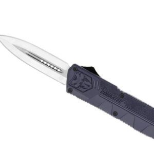 Cobratec (NYCTLWDAGNS) "Lightweight" Dual Action OTF, 3.25" D2 Satin Dagger Blade, NYPD Blue Aluminum Handle