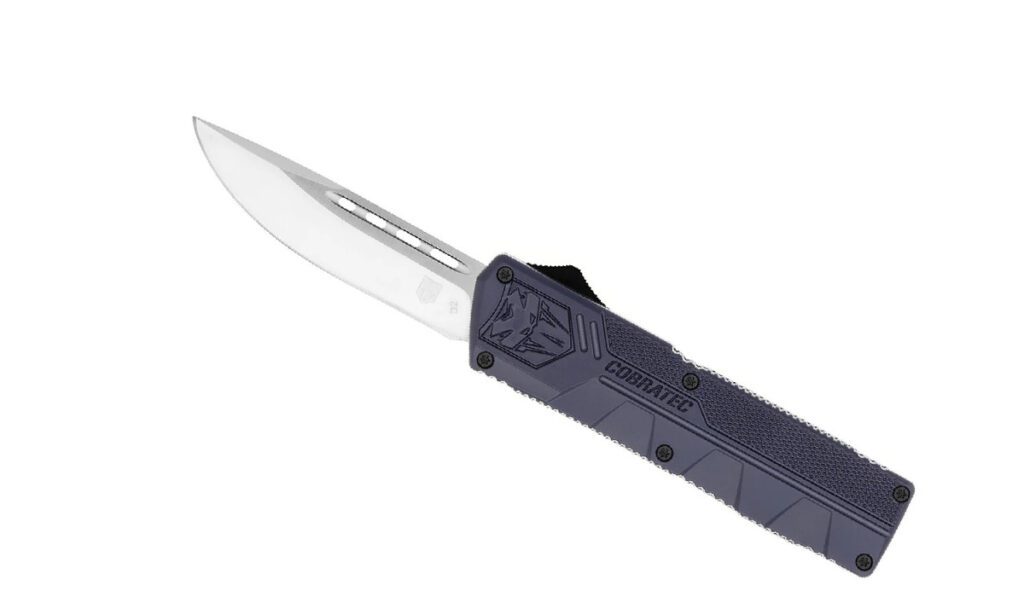 cobratec-nyctlwdns-lightweight-dual-action-otf-3-25-d2-satin-drop-point-blade-nypd-blue-aluminum-handle