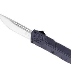 Cobratec (NYCTLWDNS) "Lightweight" Dual Action OTF, 3.25" D2 Satin Drop Point Blade, NYPD Blue Aluminum Handle