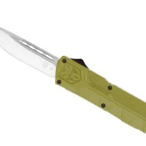 Cobratec (ODCTLWDNS) "Lightweight" Dual Action OTF, 3.25" D2 Satin Drop Point Blade, OD Green Aluminum Handle
