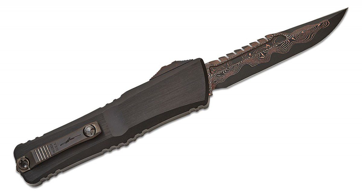 Microtech 1217-16MS1 Signature Series Combat Troodon Gen III OTF, Raindrop Coppermai Damascus - Image 2