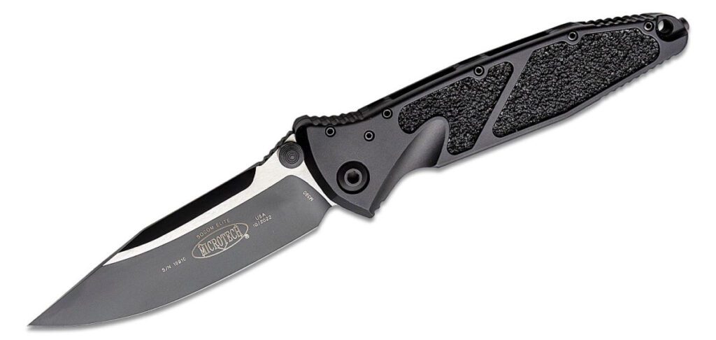 microtech-160-1t-socom-elite-manual-folder-4-05-m390-two-tone-dlc-drop-point-blade-black-anodized-6061-t6-aluminum-handle-liner-lock