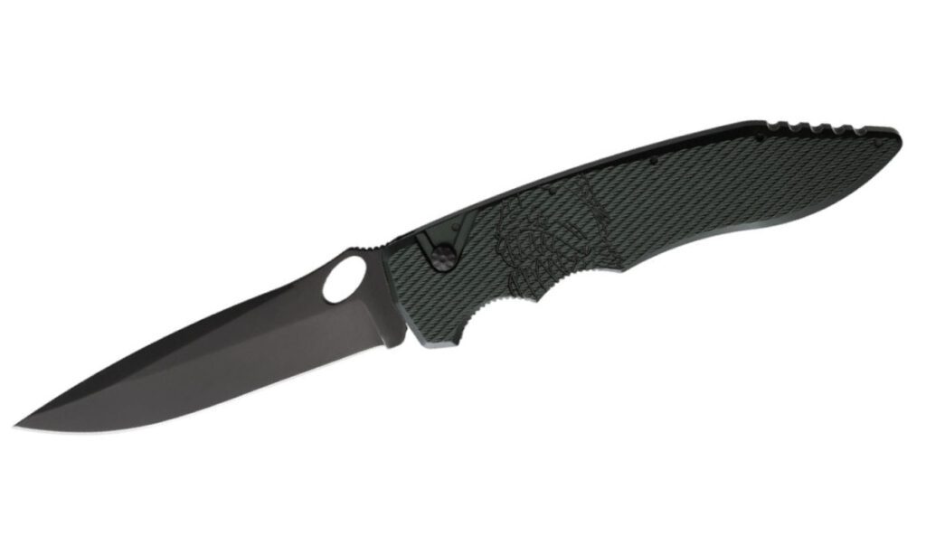 piranha-p-10bkt-predator-automatic-folder-4-12-cpm-s30v-black-anodized-drop-point-blade-black-anodized-6061-t6-aluminum-handle-push-button-lock