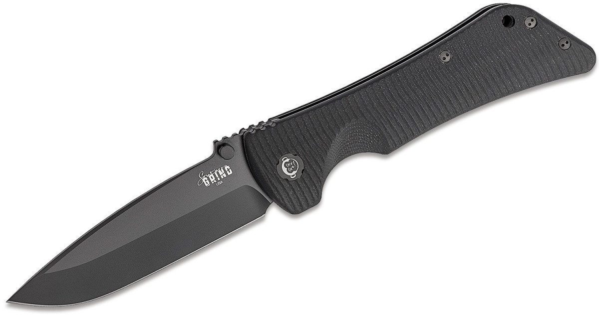 Southern Grind (SG03030201) "Bad Monkey" Manual Folder, 4.00" 14C28N Black PVD Drop Point Blade, Black G-10 Handle, Liner Lock