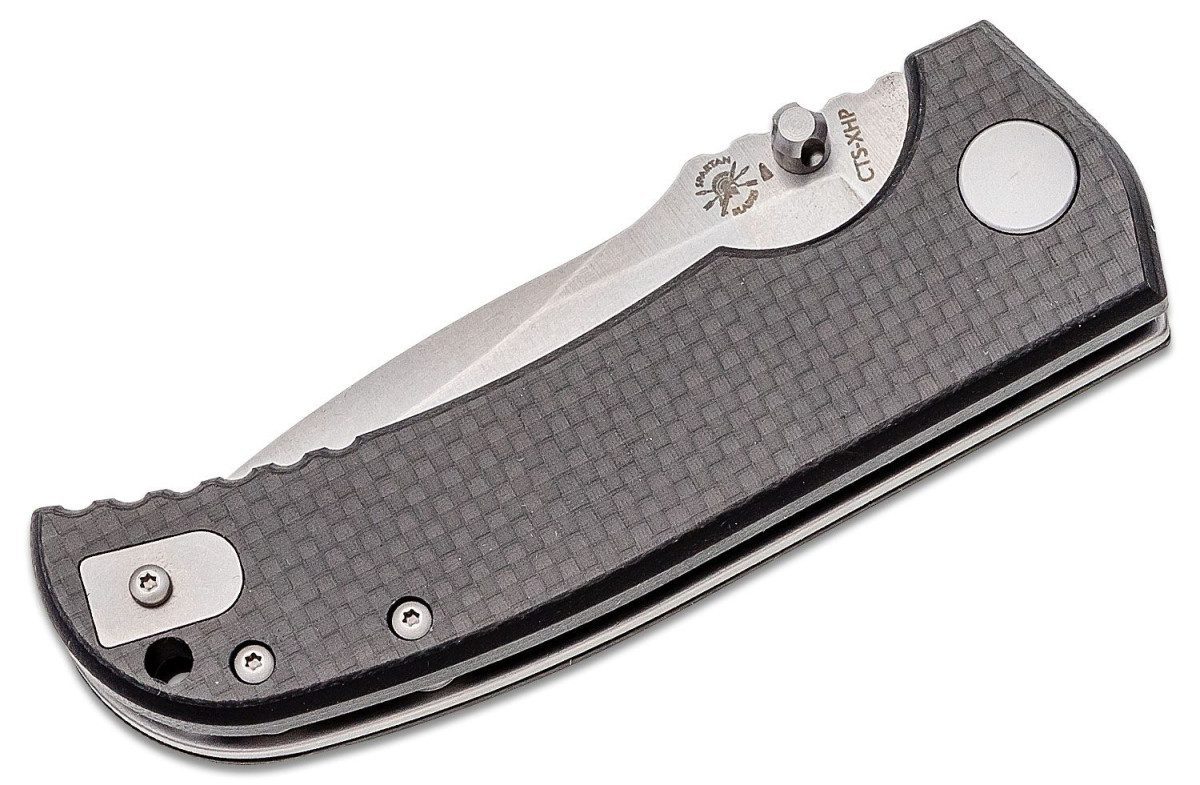 Spartan Blades (SFBL8CF) "Astor" Manual Folder, 3.625" CTS-XHP Stonewashed Drop Point Blade, OD Green G-10 Carbon Fiber Textured Handle, Liner Lock - Image 2