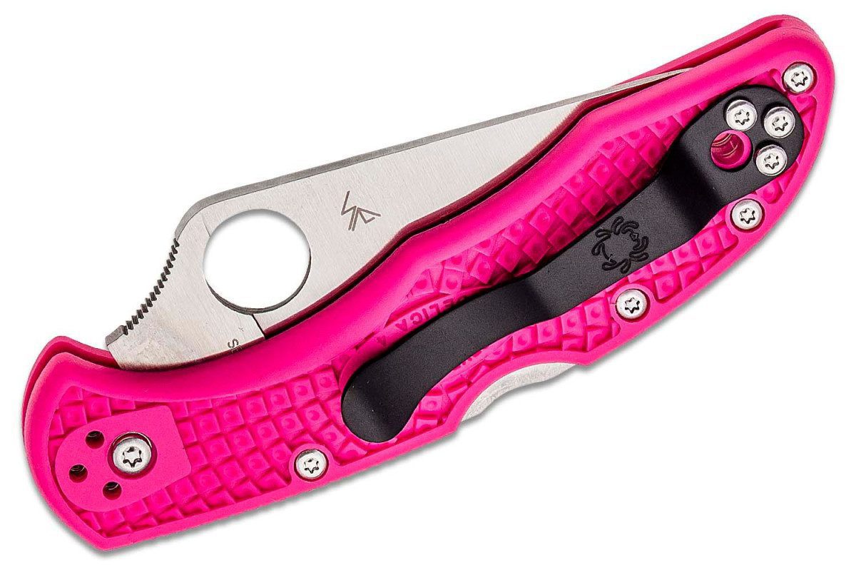 Spyderco (C11FPPNS30V) "Delica 4" Manual Folder, 2.90" CPM-S30V Satin Drp Point Blade, Pink FRN Handle, Lock Back - Image 3