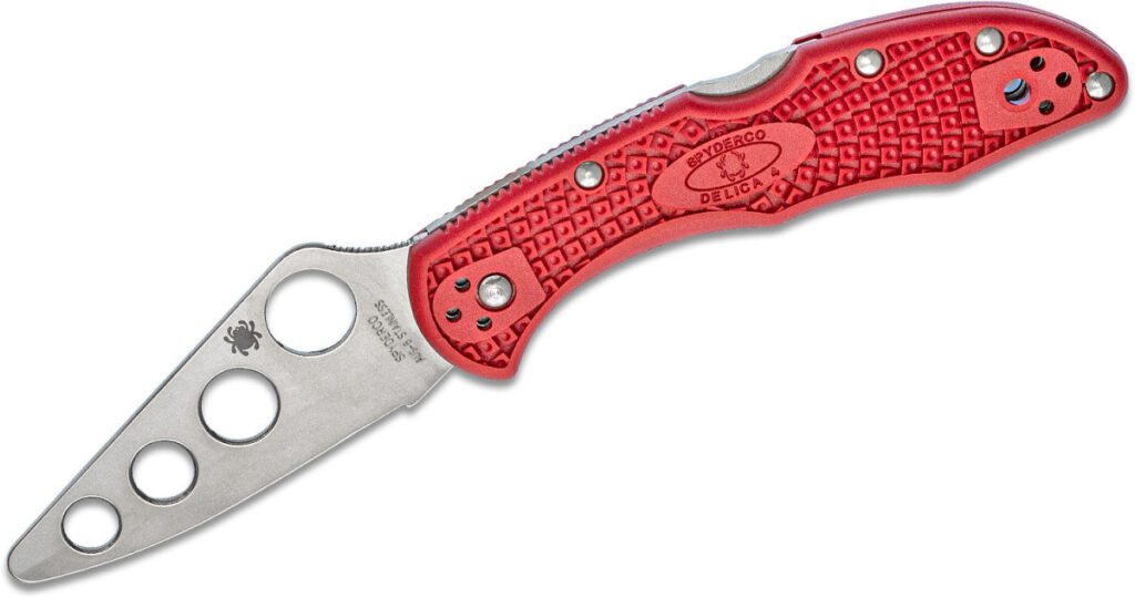 spyderco-c11tr-delica-trainer-manual-folder-2-75-aus-6-satin-trainer-blade-red-frn-handle-lock-back