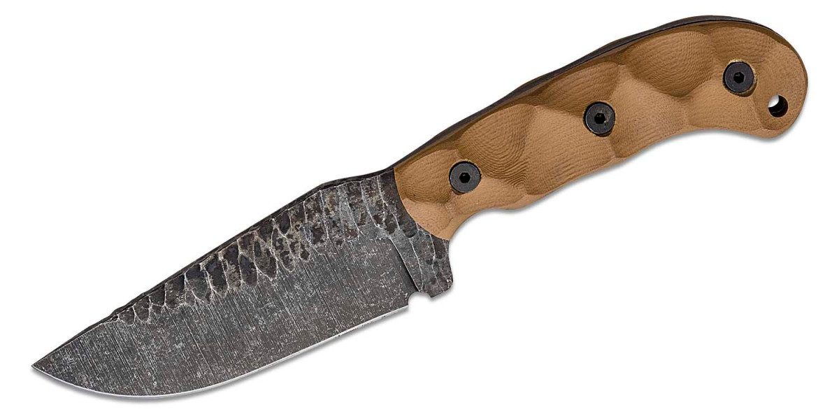 Stroup Knives "GP1-TAN" Fixed Blade, 4.375" 1095 Drop Point Blade, Tan G-10 Handle, Kydex Sheath