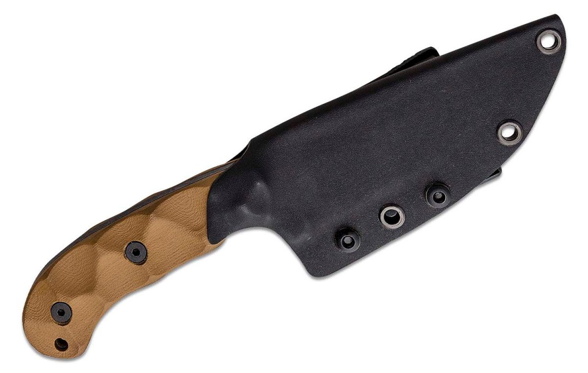 Stroup Knives "GP1-TAN" Fixed Blade, 4.375" 1095 Drop Point Blade, Tan G-10 Handle, Kydex Sheath - Image 2