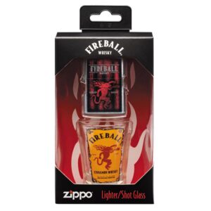 ZIPPO 49348 FIREBALL LIGHTER & SHOT GLASS SET